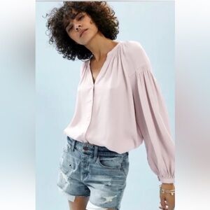 Treasure & Bond roster boyfriend high-rise distressed denim shorts. Button-fly.